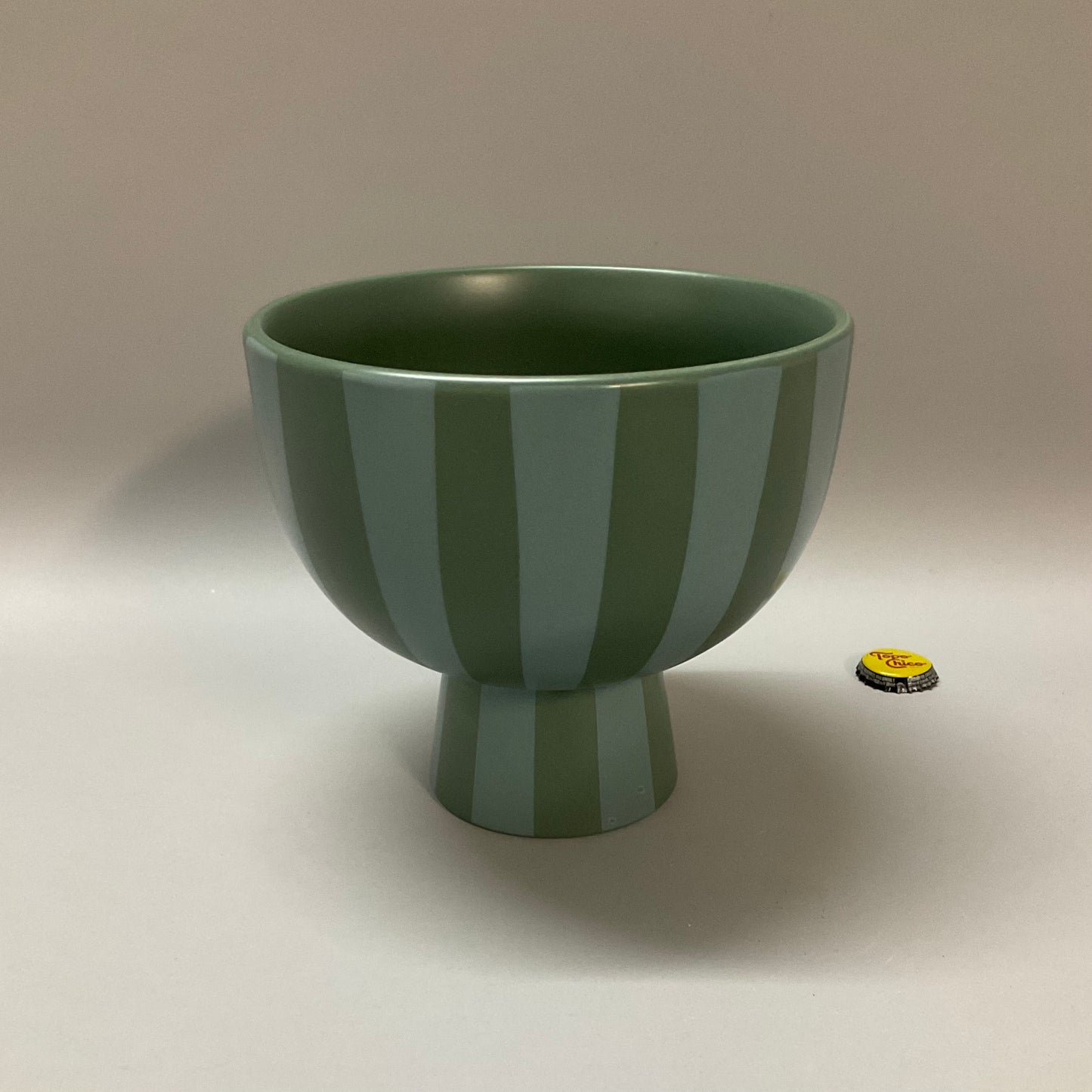 Striped Blue and Green Pedestal Planter