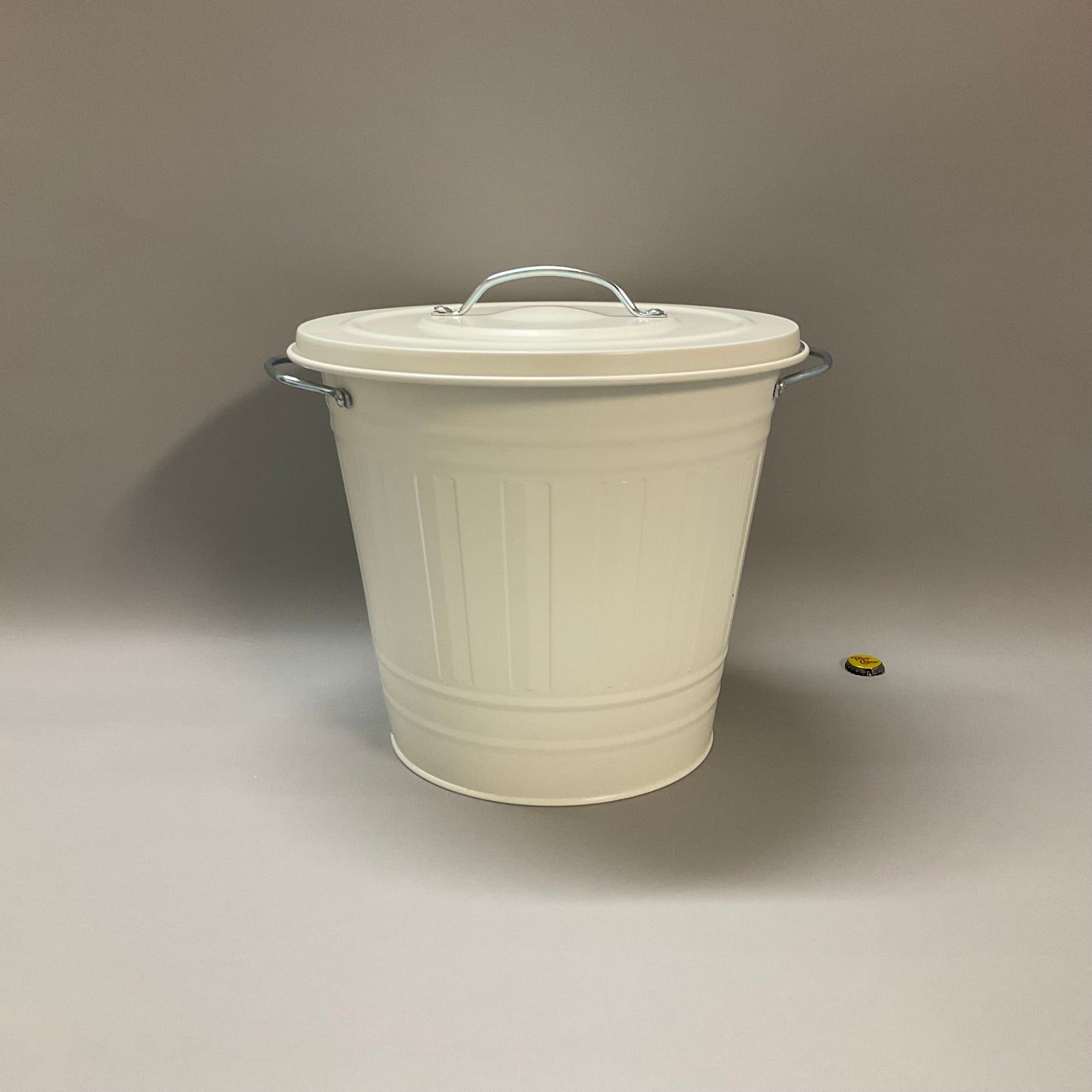 White Metal Trash Bin