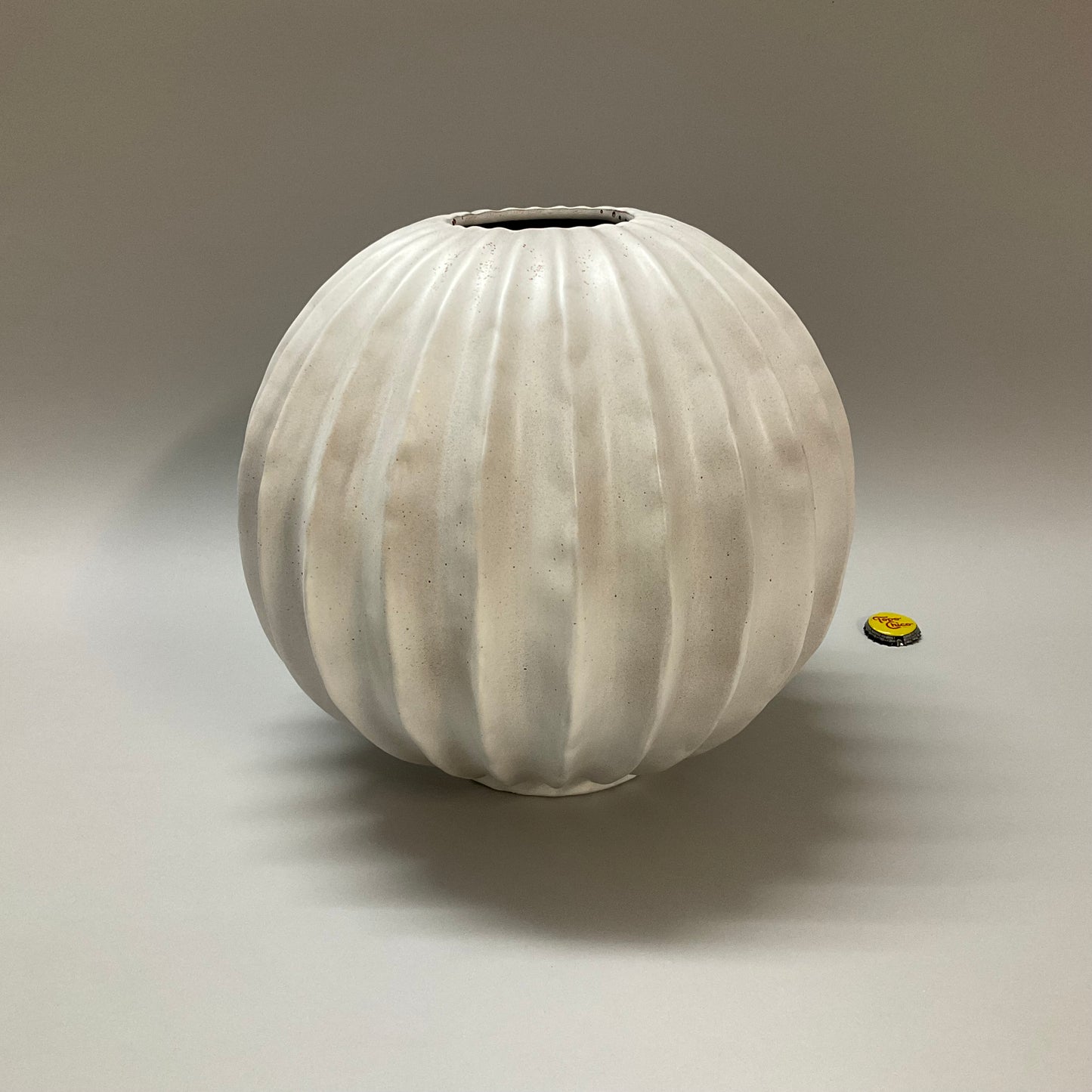 White Stoneware Round Vase