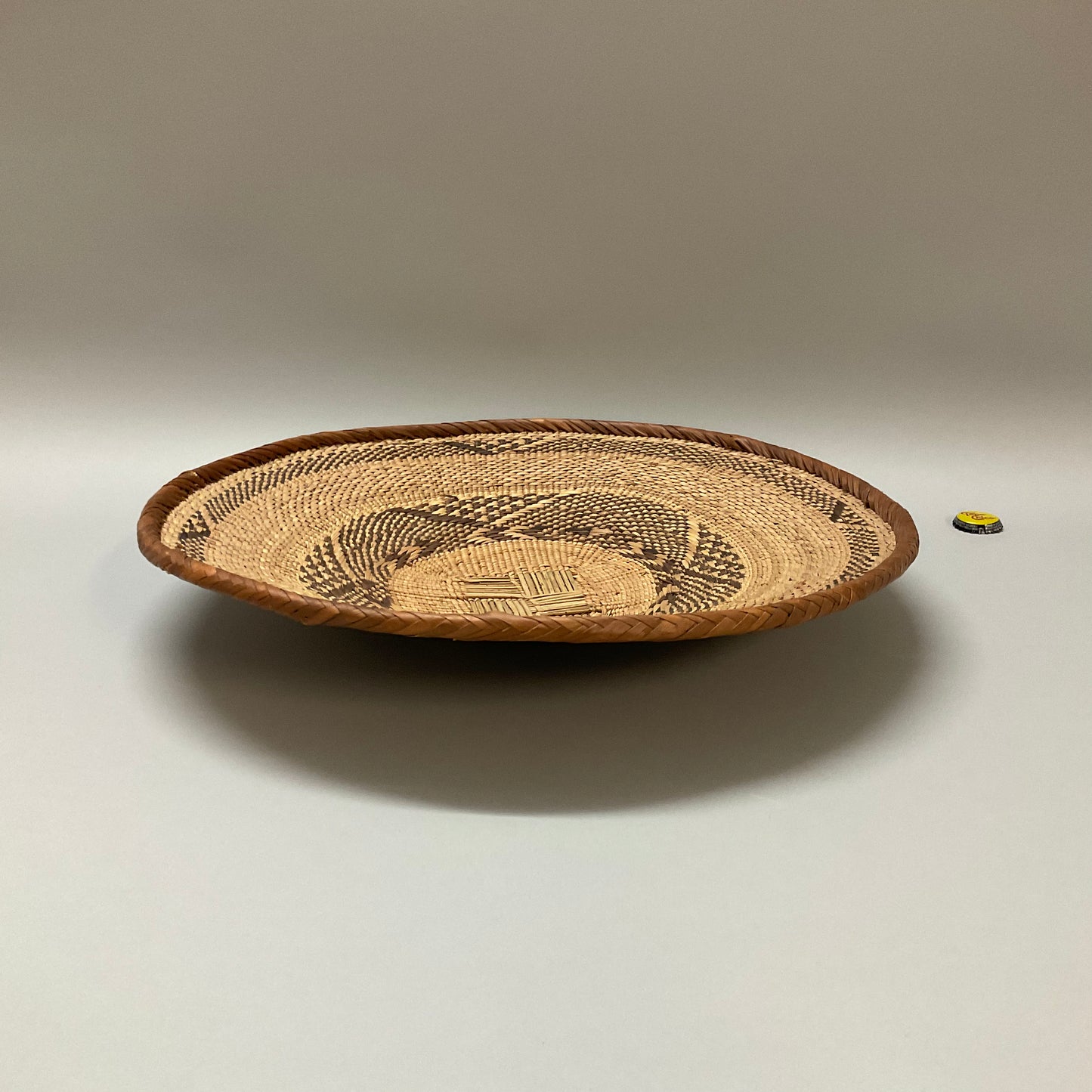 Large Vintage Woven Coiled Flat Basket