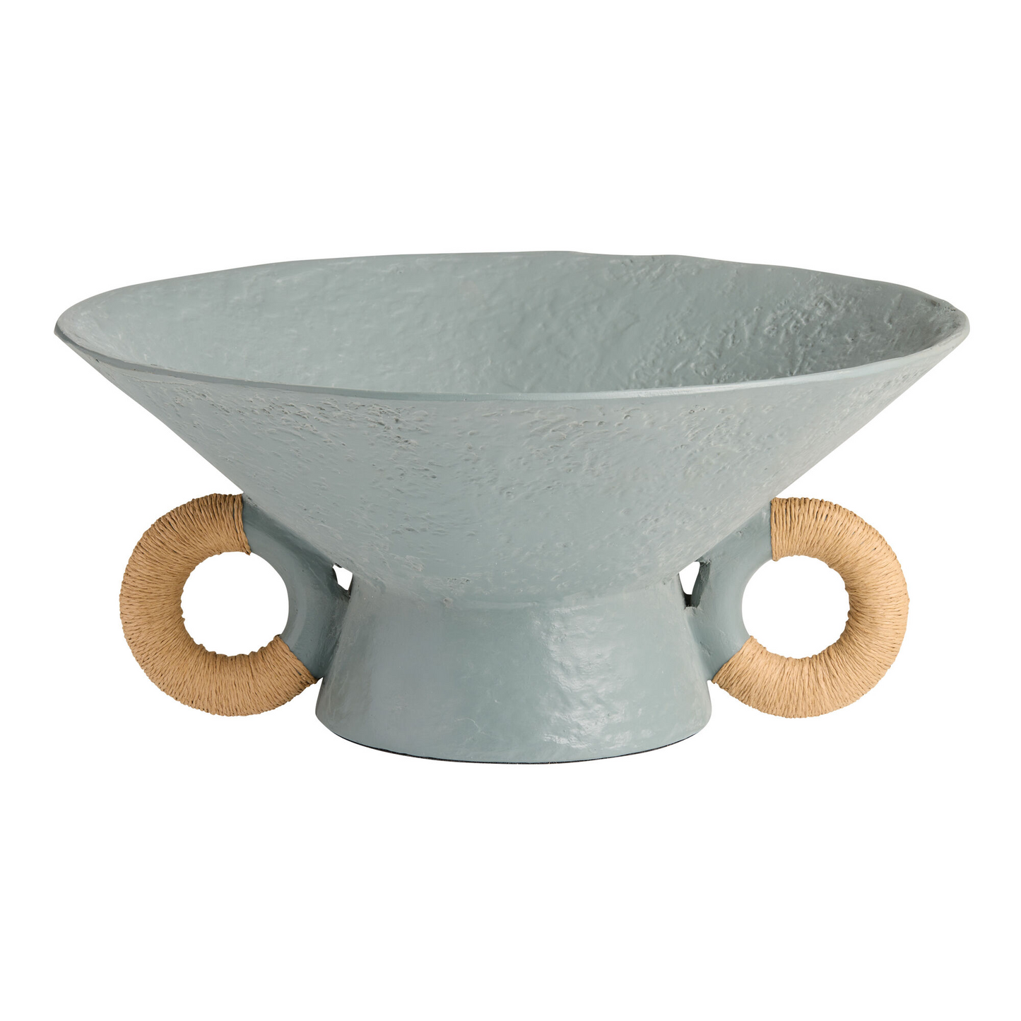 Blue Bowl with Raffia Handles