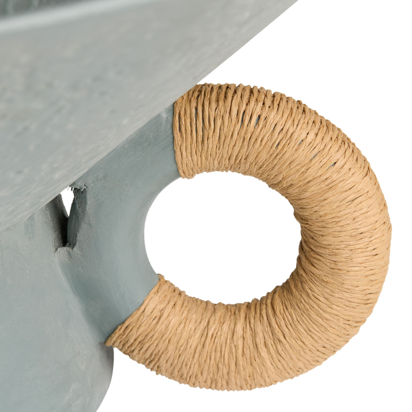 Blue Bowl with Raffia Handles