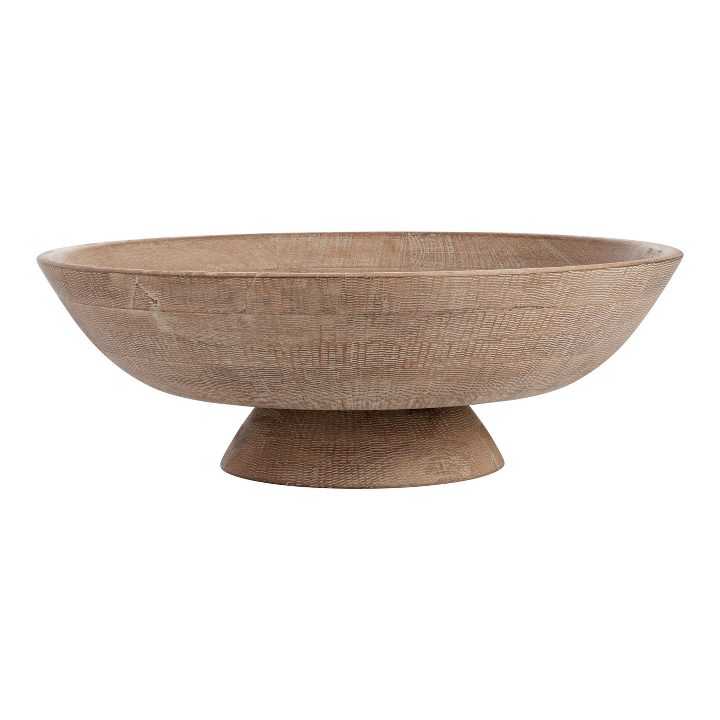 Carved Whitewash Mango Wood Bowl