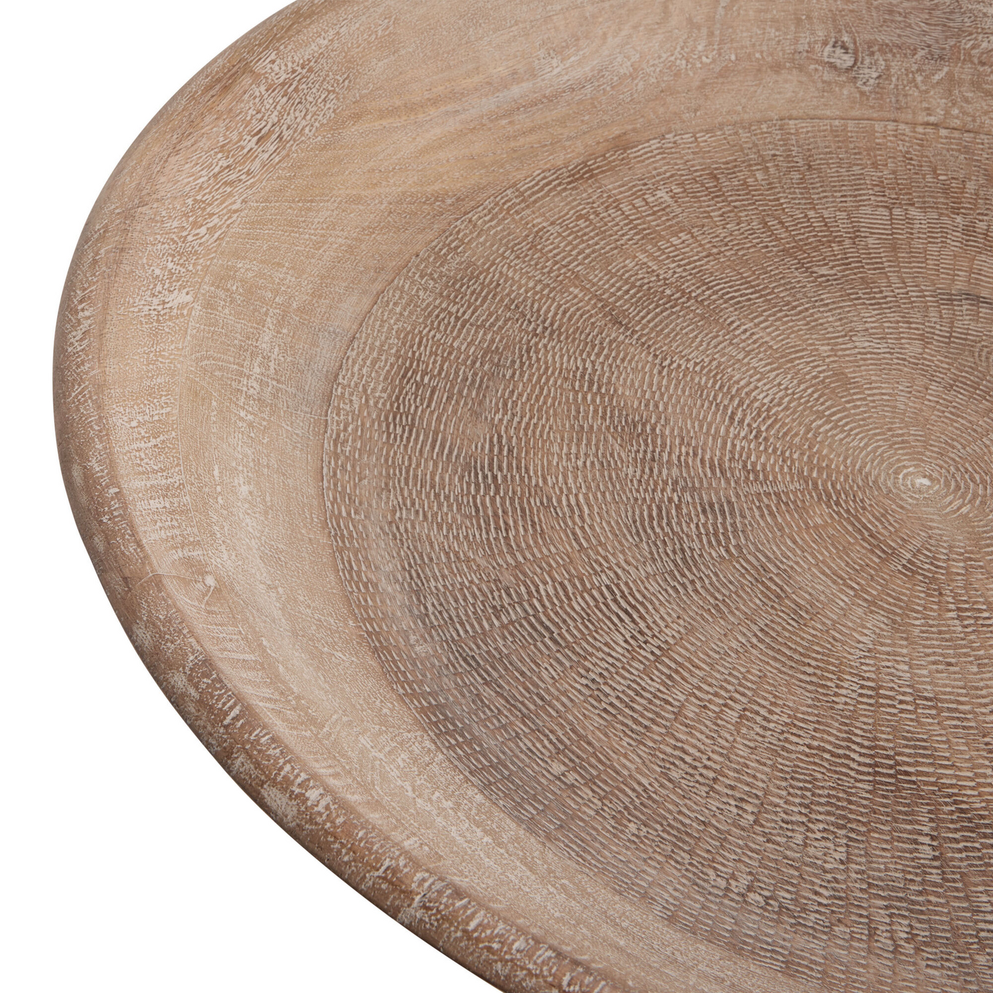 Carved Whitewash Mango Wood Bowl