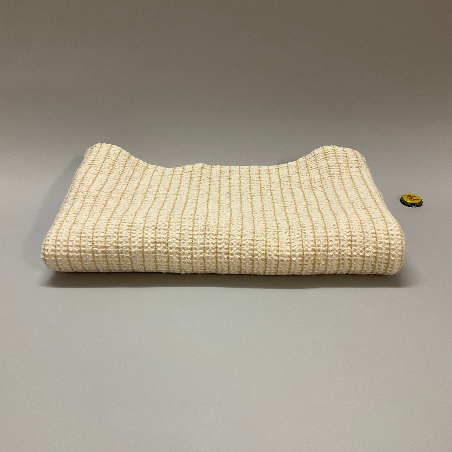 Yellow Striped Waffle Texture Bath Towel