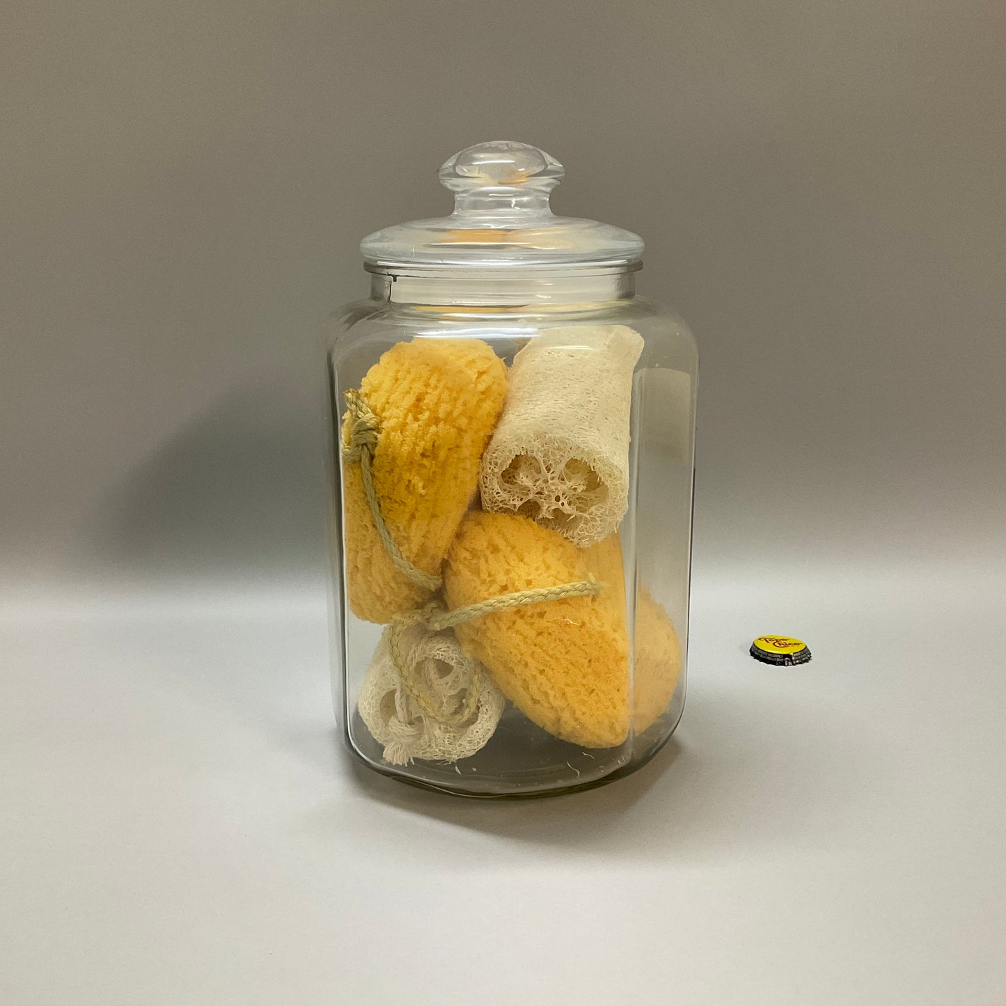 Glass Canister with Loofahs