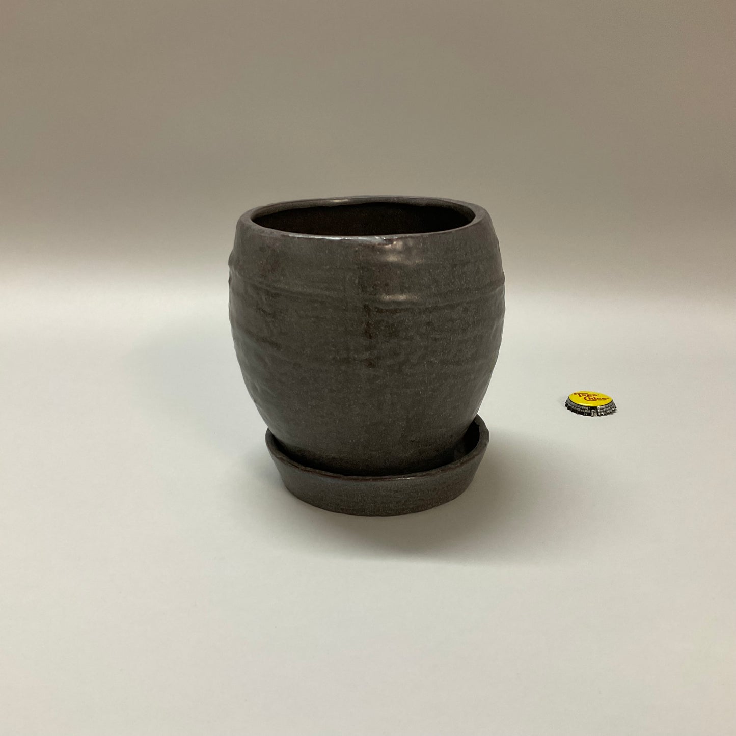 Small Gray Planter with Plate