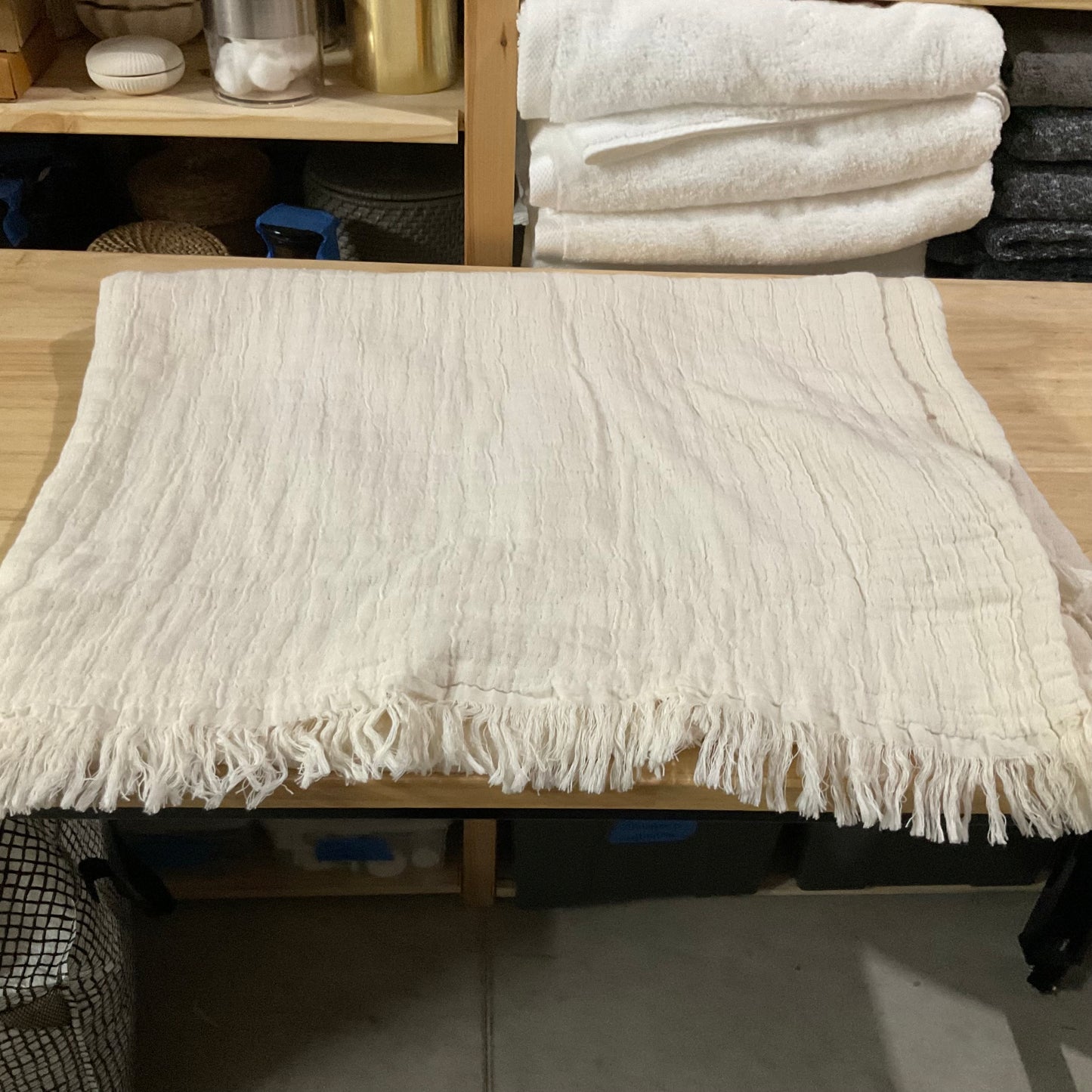 Cream Fringe Throw