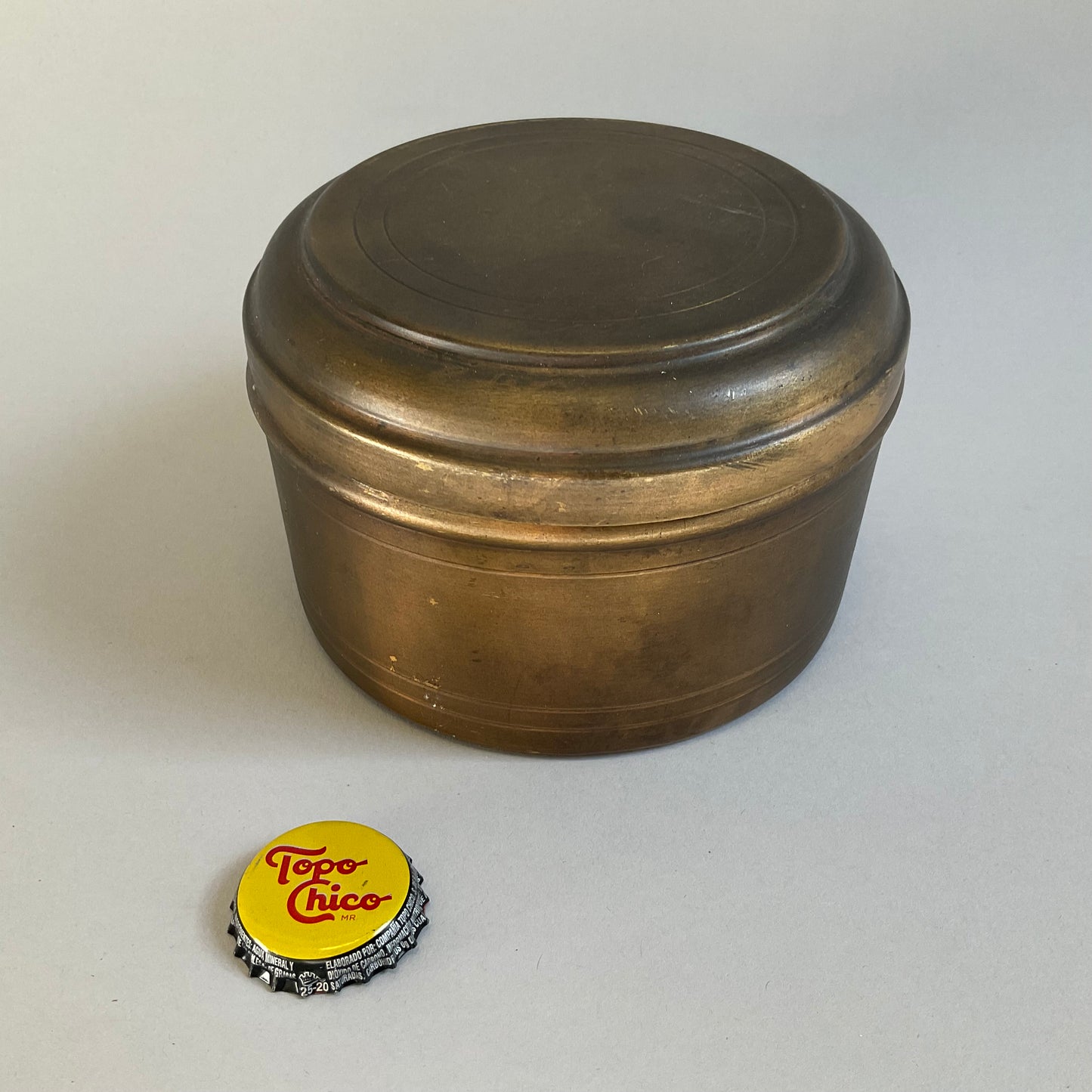 Small Round Vintage Brass Box