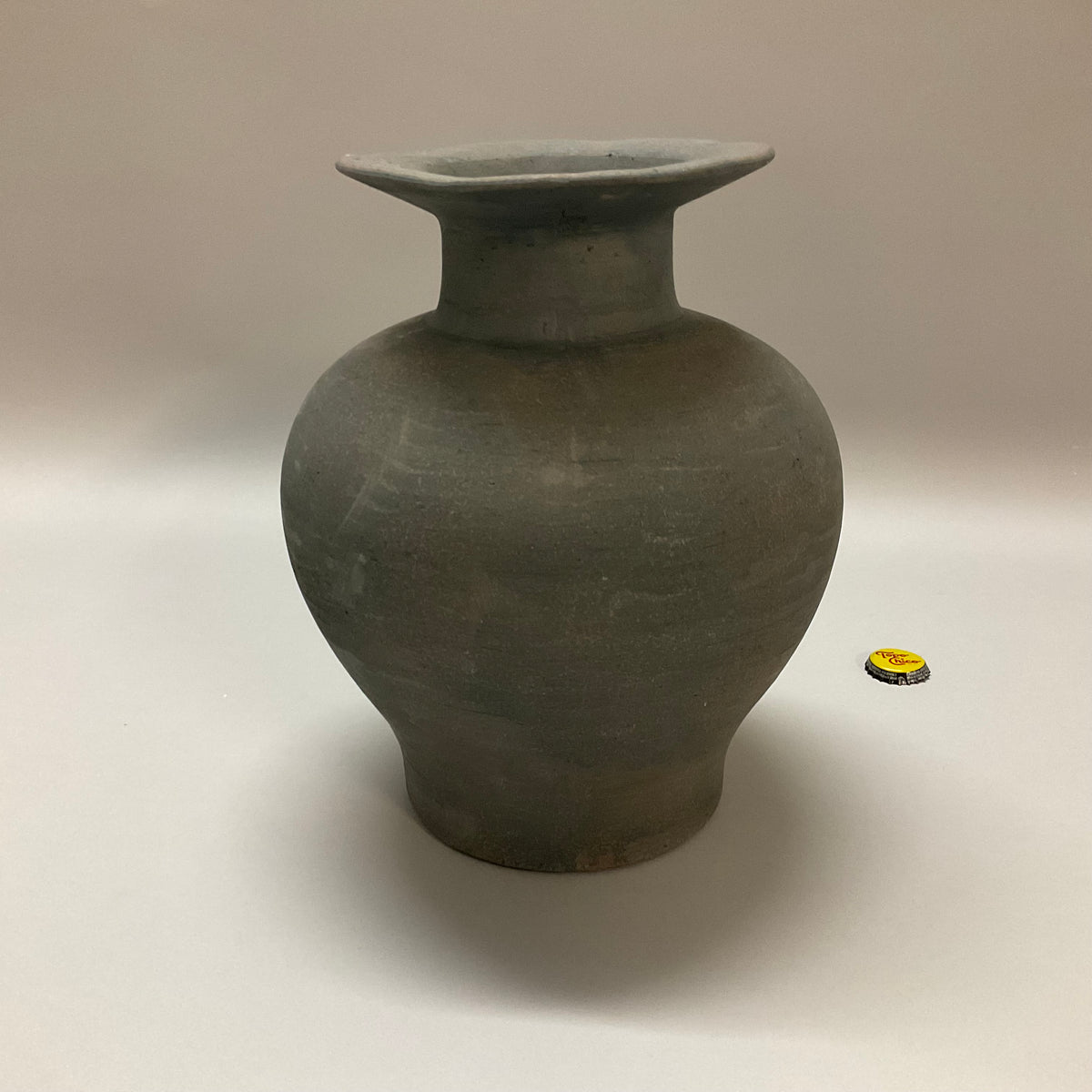 Wide Lip Gray Vase