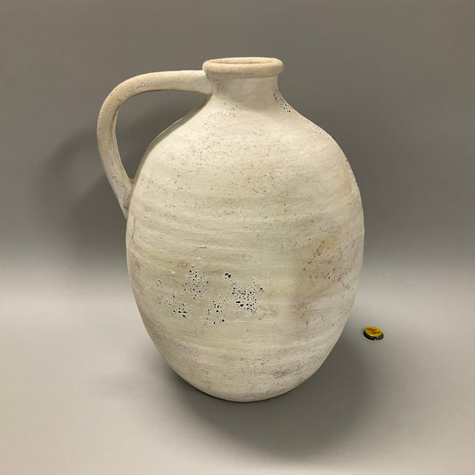 Artisan Whitewash Vase with Handle