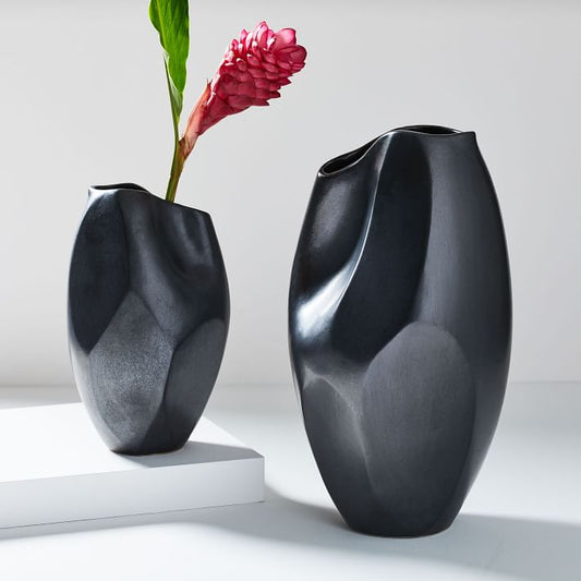 Pinched Black Vases
