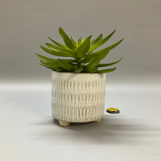 Faux Succulent in White Ceramic Planter