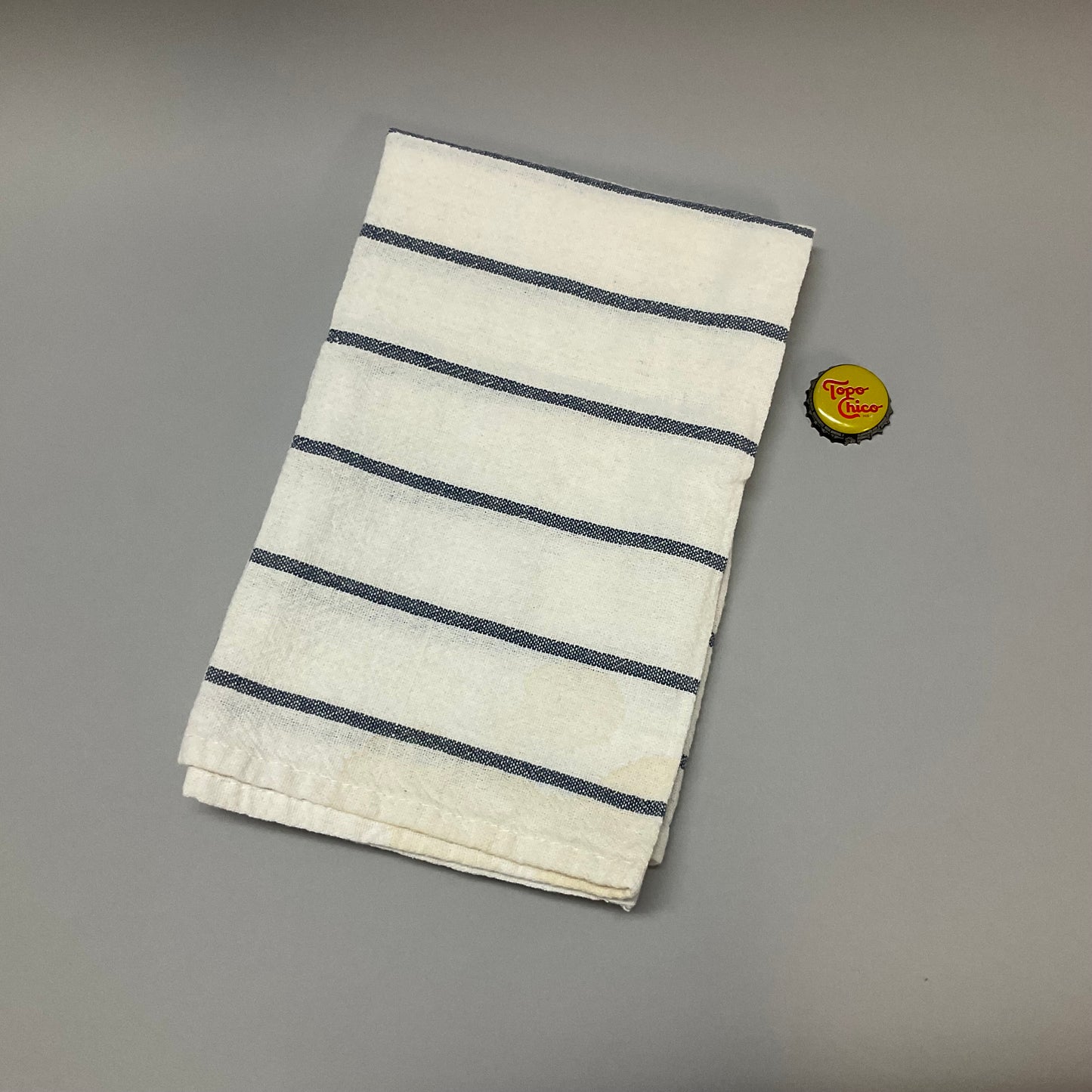 White Kitchen Towel with Blue Stripes