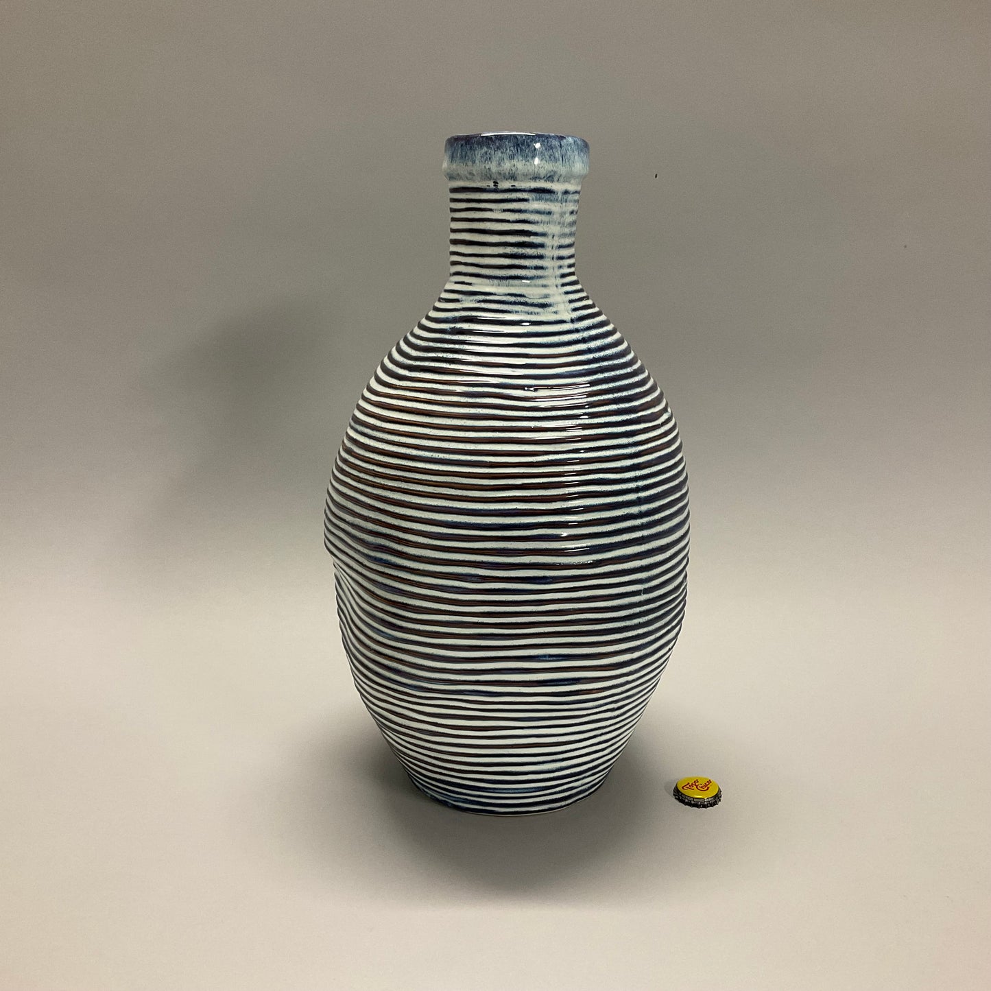 Blue Striped Dimpled Vase