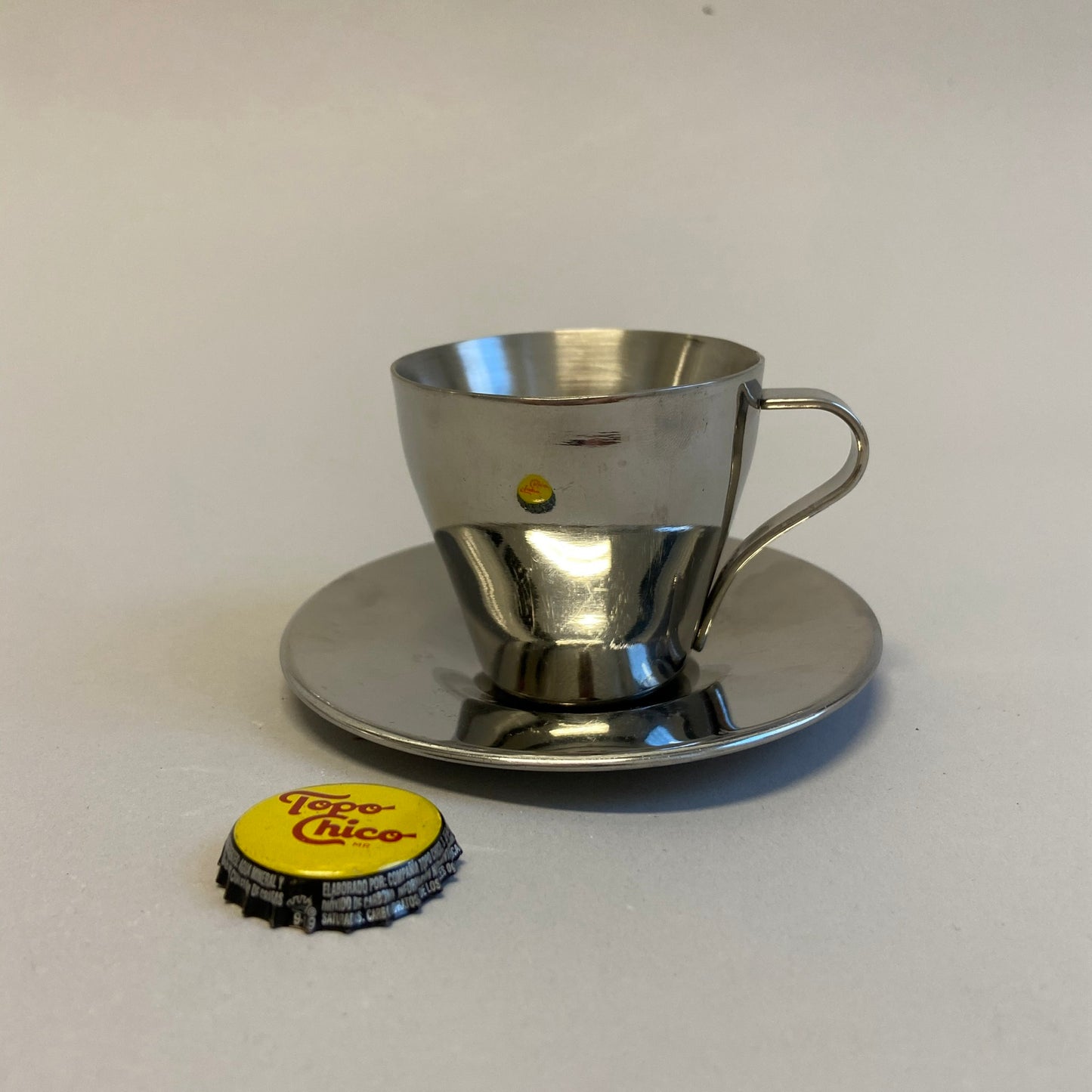 Small Stainless Steel Cup and Saucer