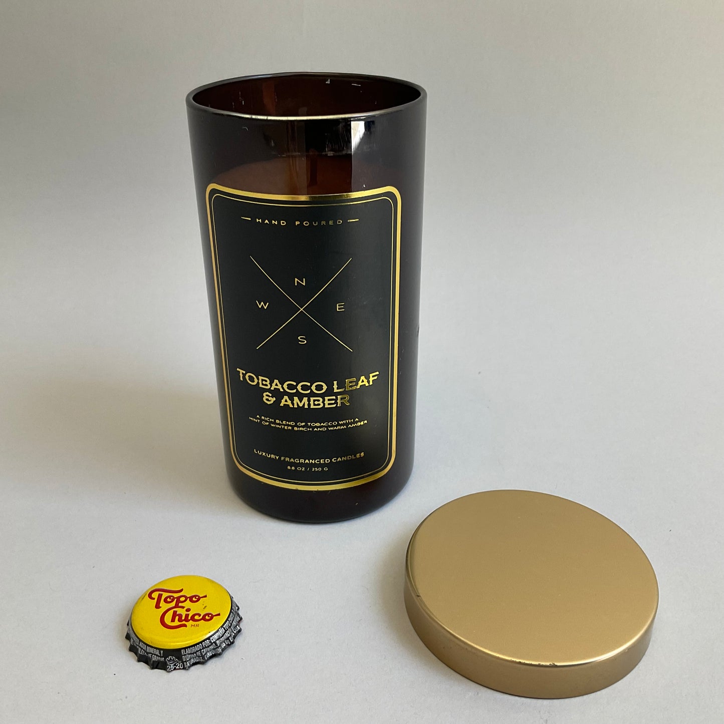 Gold Lidded Black Glass Candle