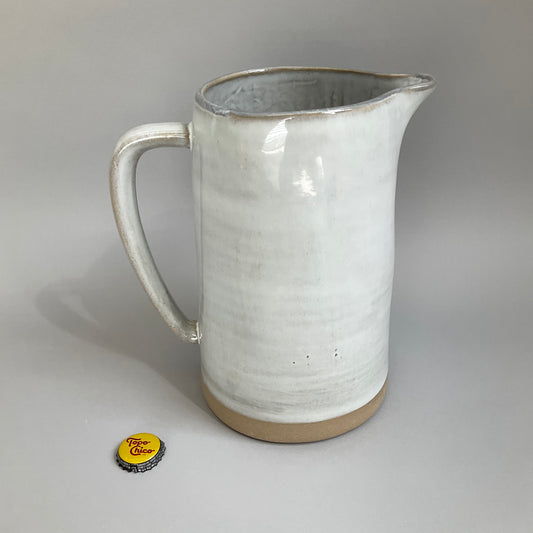 Grey and Tan Stoneware Pitcher