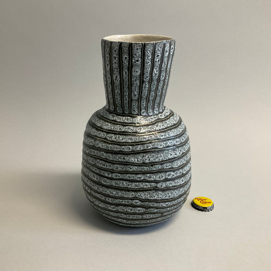 Black Ceramic Rib Glazed Vase