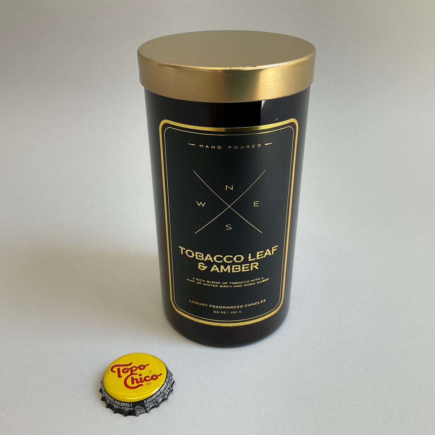 Gold Lidded Black Glass Candle