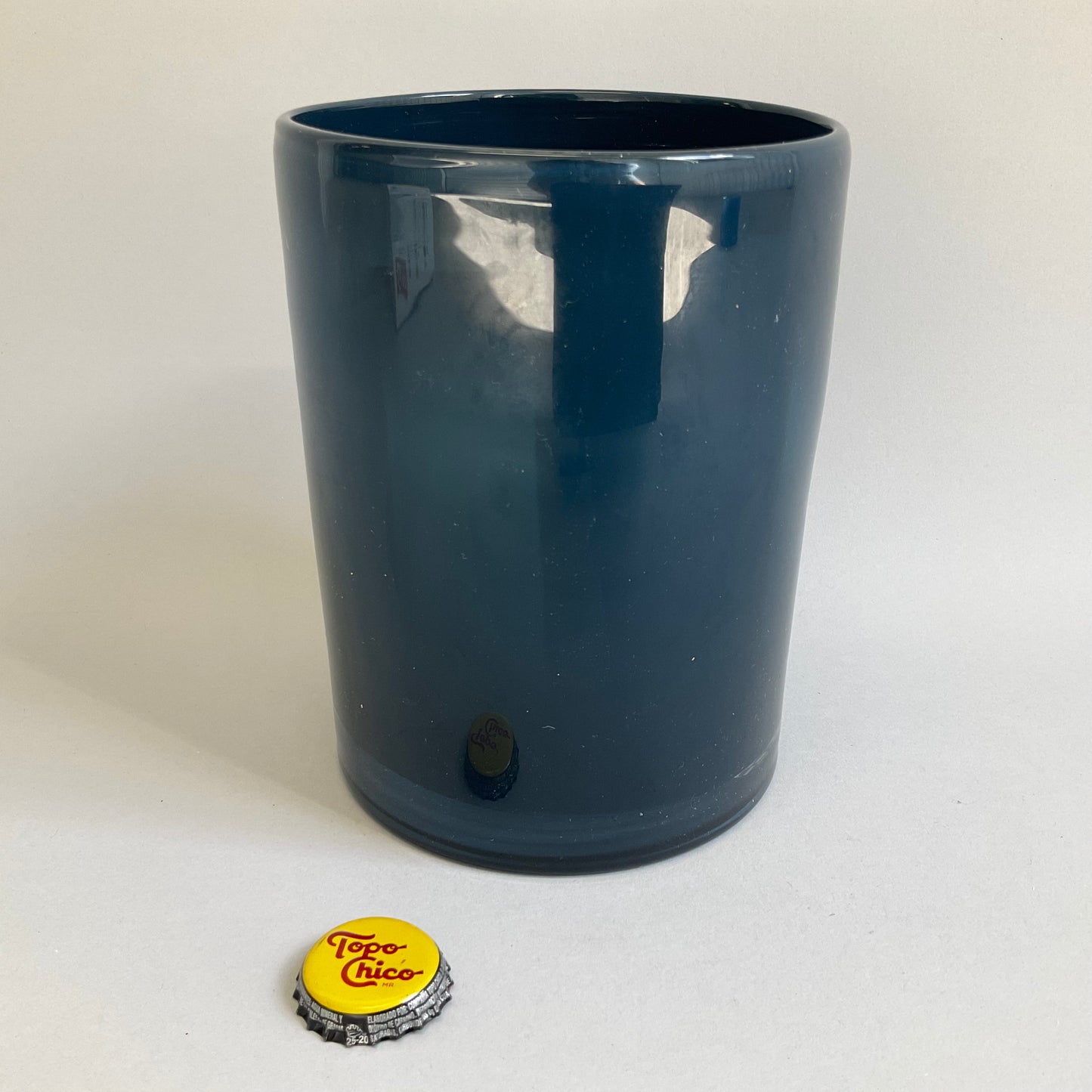 Navy Glass Candle Holders