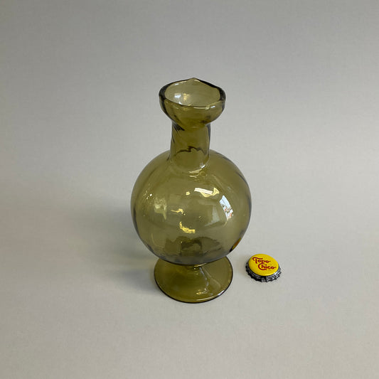 Olive Green Blown Glass Bud Vase