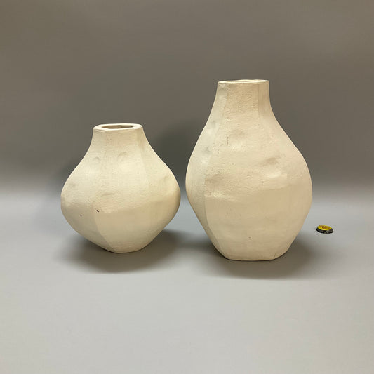 White Facet Vases