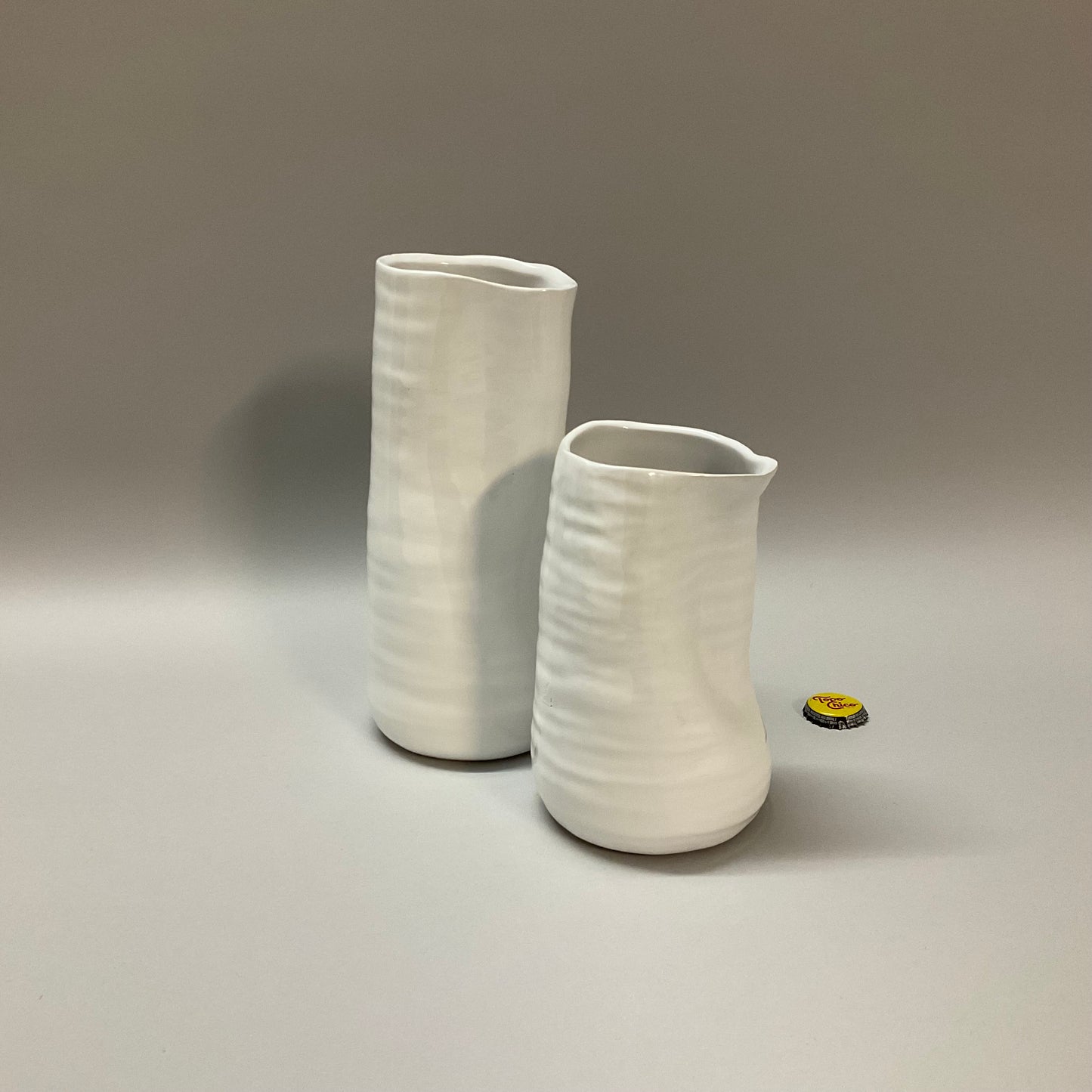 White Pinched Vases