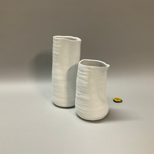 White Pinched Vases