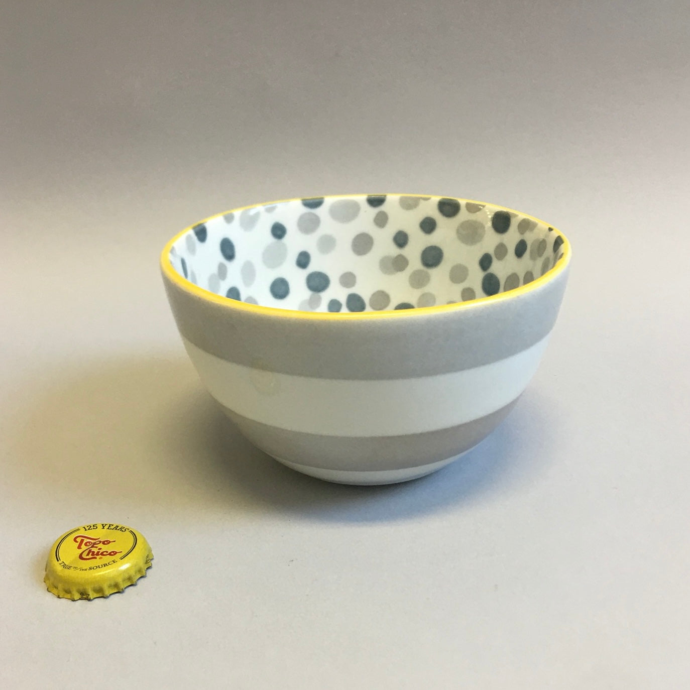 Gray Striped/Dotted Bowl