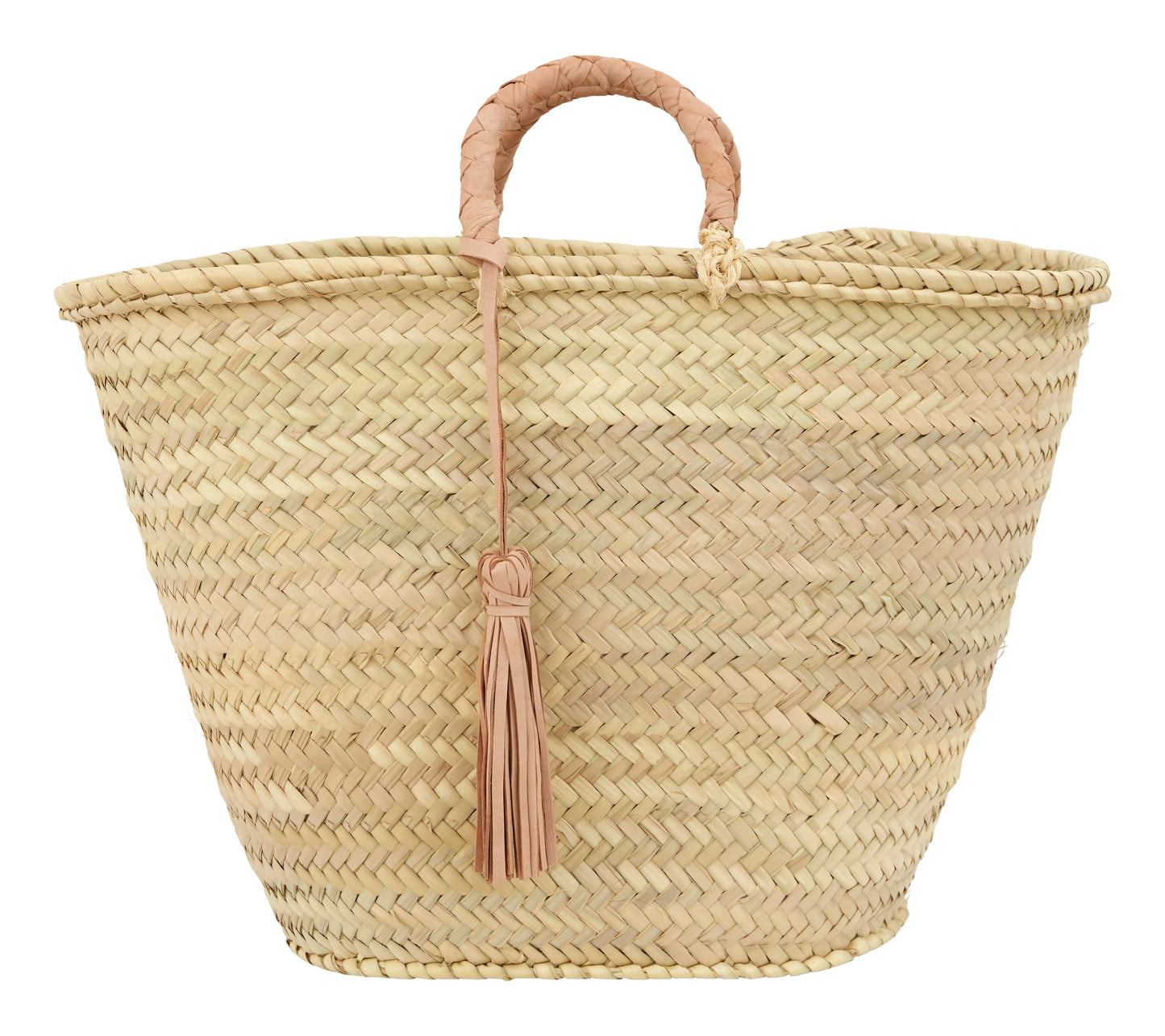 Rattan and Leather Tote with Tassel