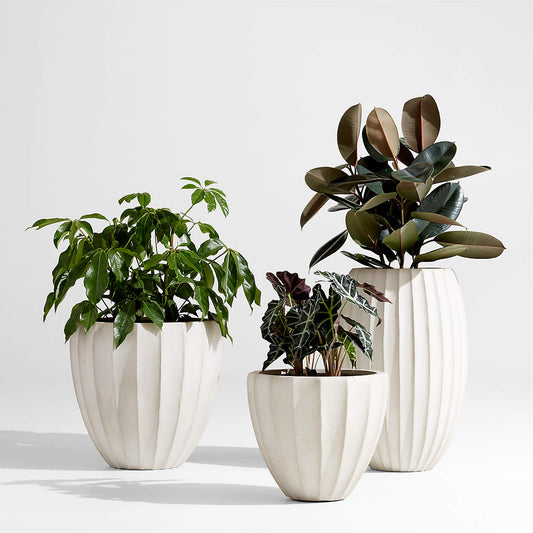 Warm White Fluted Planters