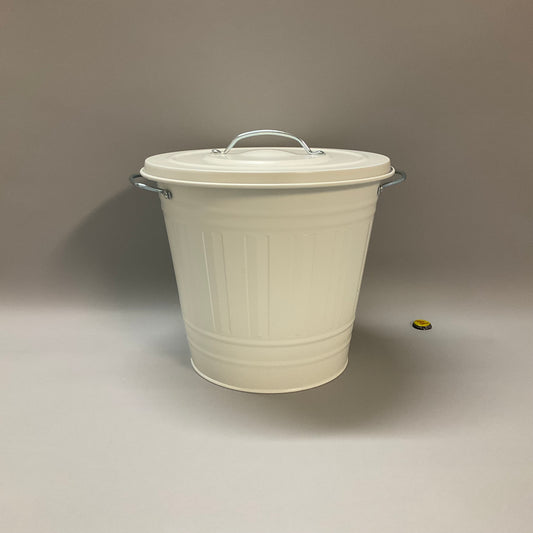 White Metal Trash Bin