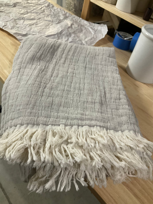 Gray Fringe Throw