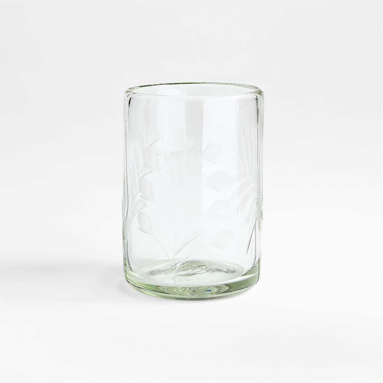 Floral Etched Glass Tumbler