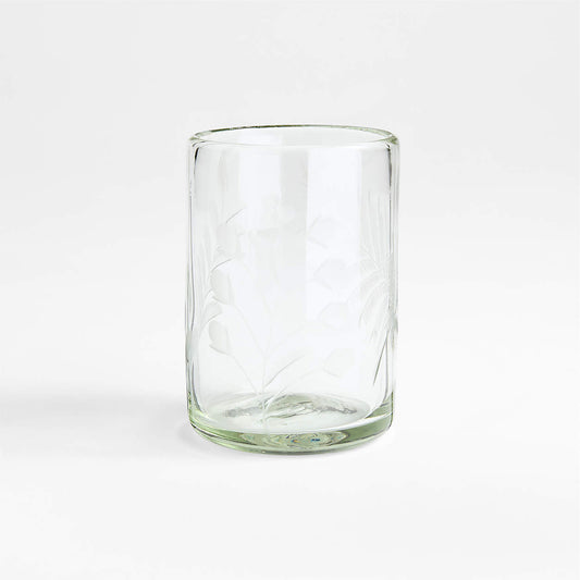 Floral Etched Glass Tumbler