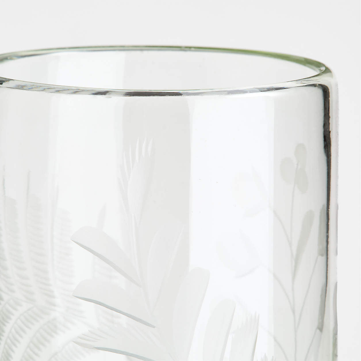 Floral Etched Glass Tumbler