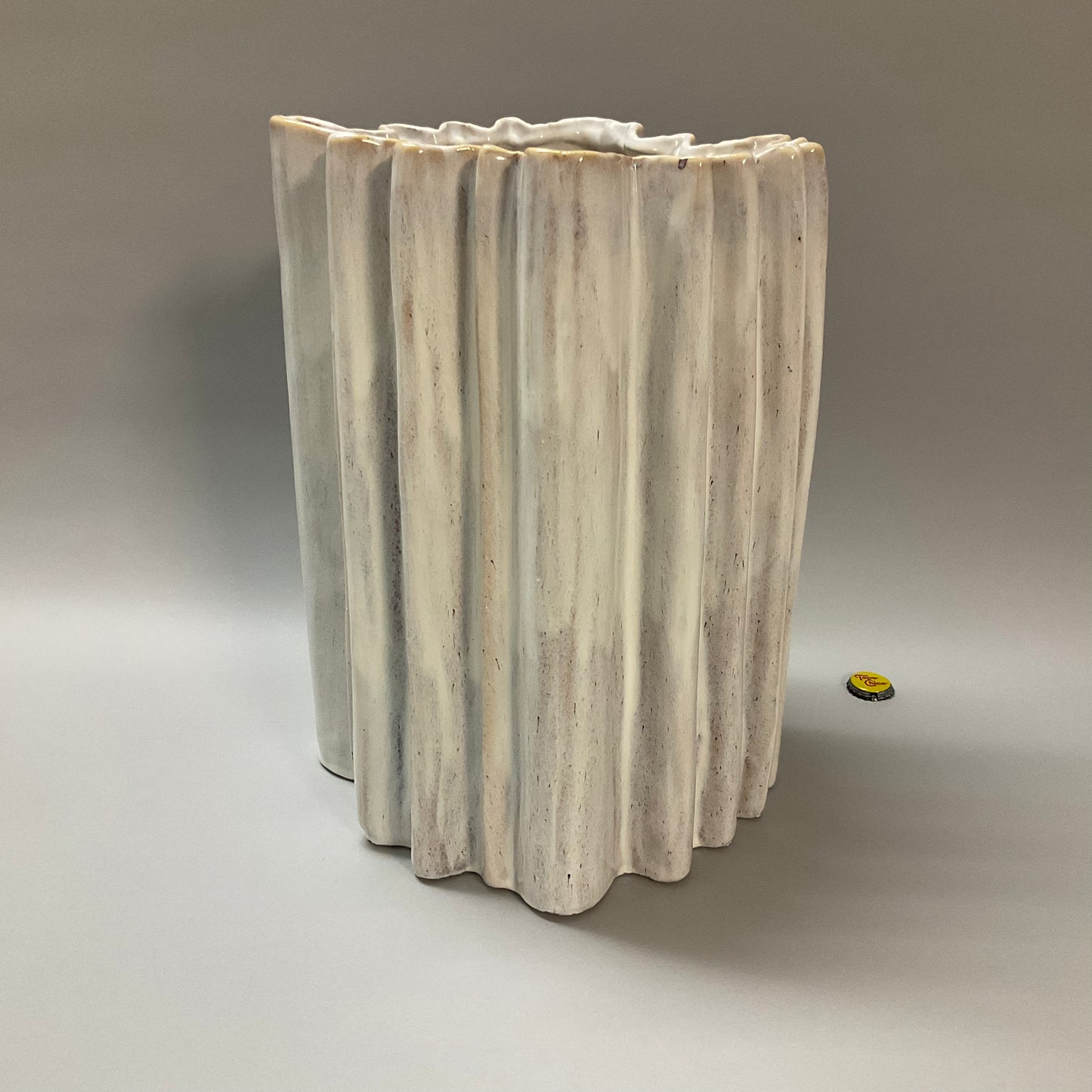 White Glazed Ridged Vases