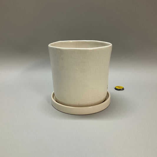 White Planter with Saucer