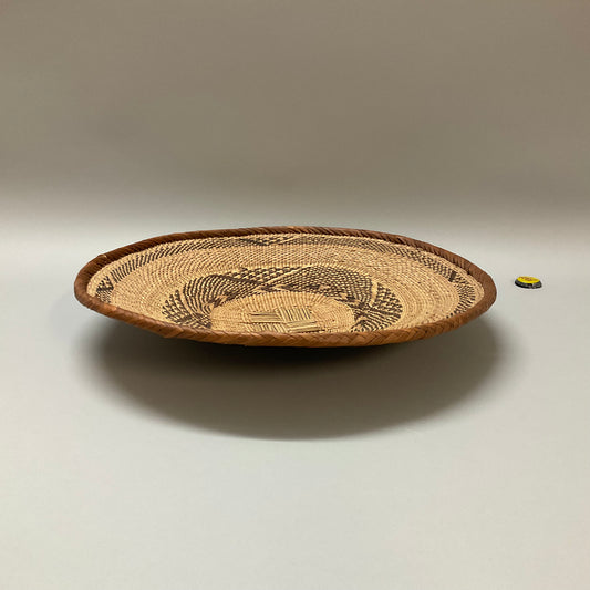 Large Vintage Woven Coiled Flat Basket