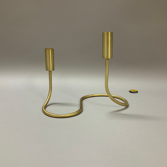 Gold Metal Abstract Wave Candle Holder