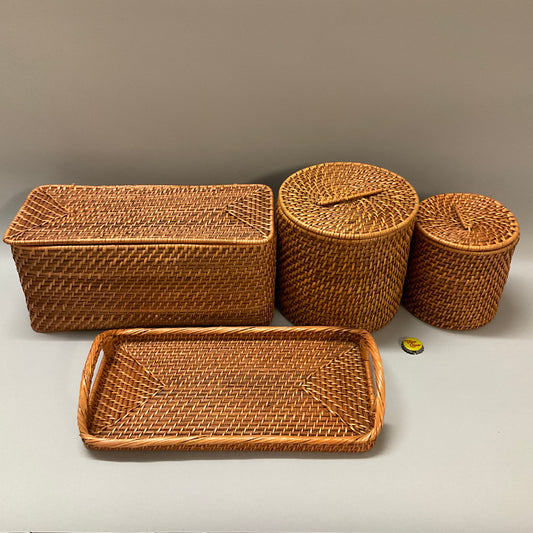 Honey Rattan Bath Accessories