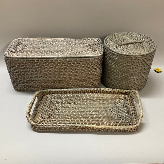 Gray Rattan Bath Accessories