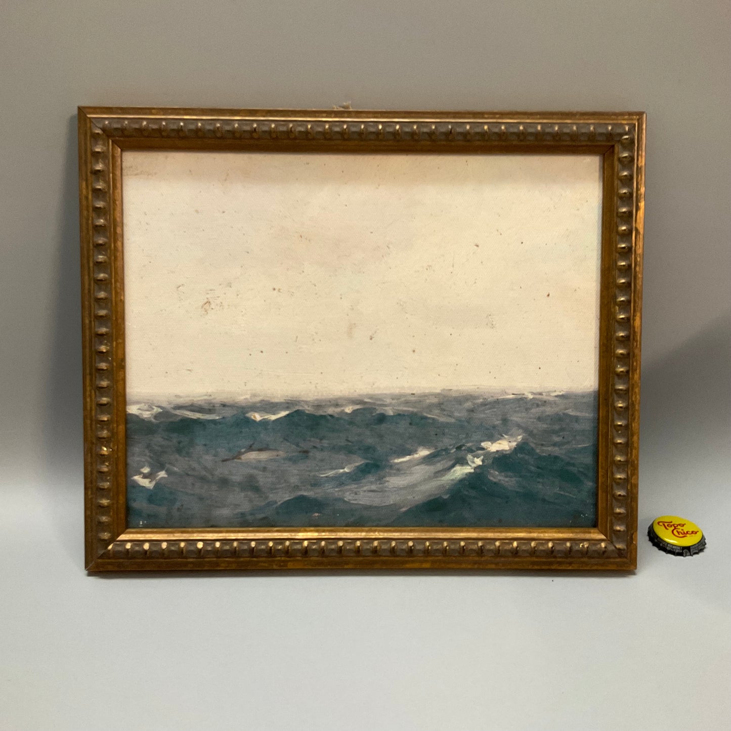Antiqued Gold Painted Framed Painting