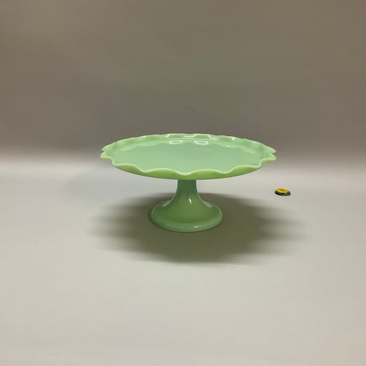 Ruffle Trim Jadeite Glass Cake Stand