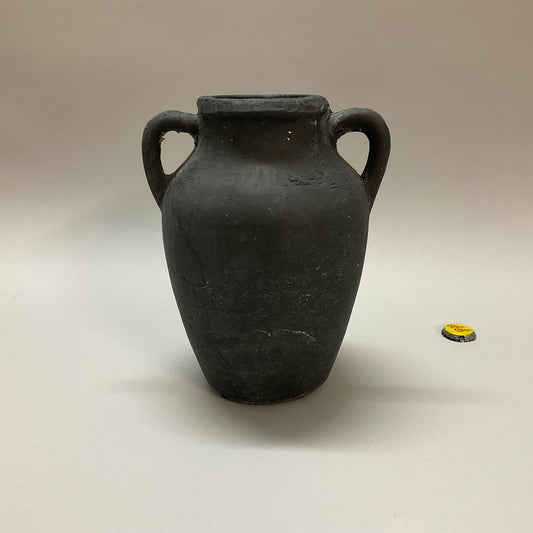 Black Textured Vase with Handles