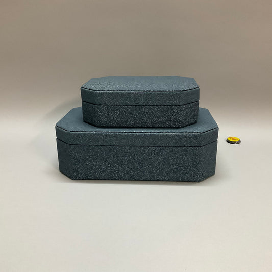 Faux Shagreen Blue Boxes
