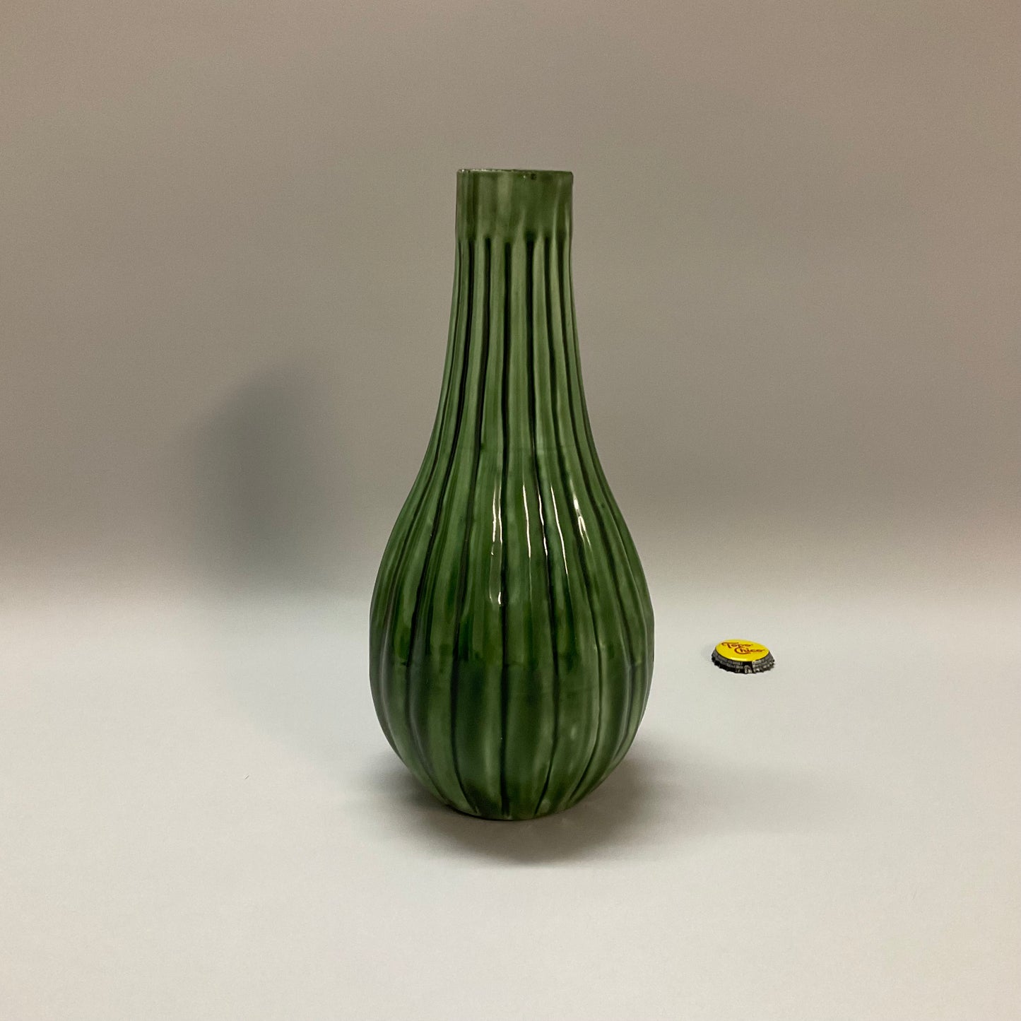 Green Enamel Ribbed Vase
