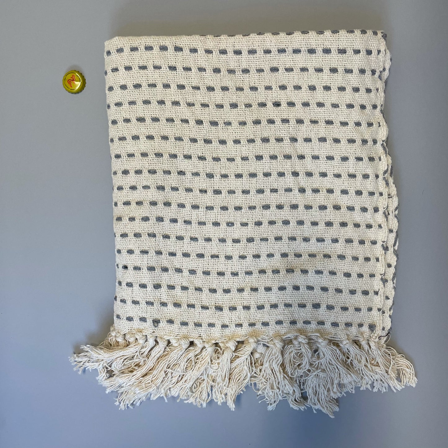 Gray Dash Fringe Throw