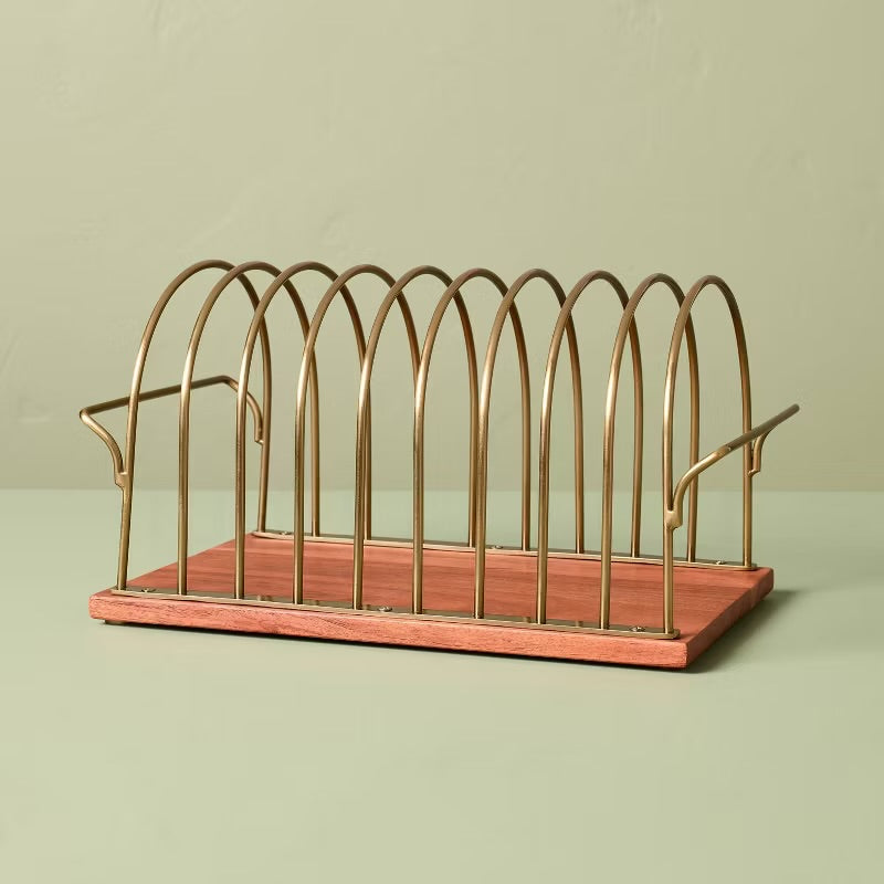 Wood and Brass Vinyl Storage